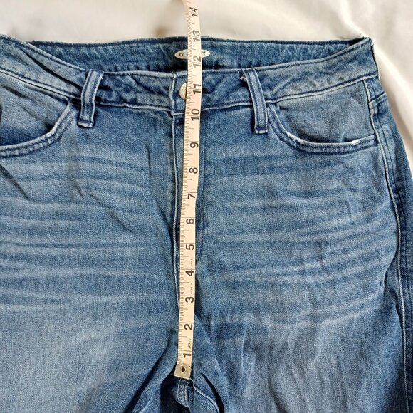 Old Navy Jeans Highrise Wide Leg Ankle Length Medium Wash Raw Hem Size 10T - Picture 10 of 11